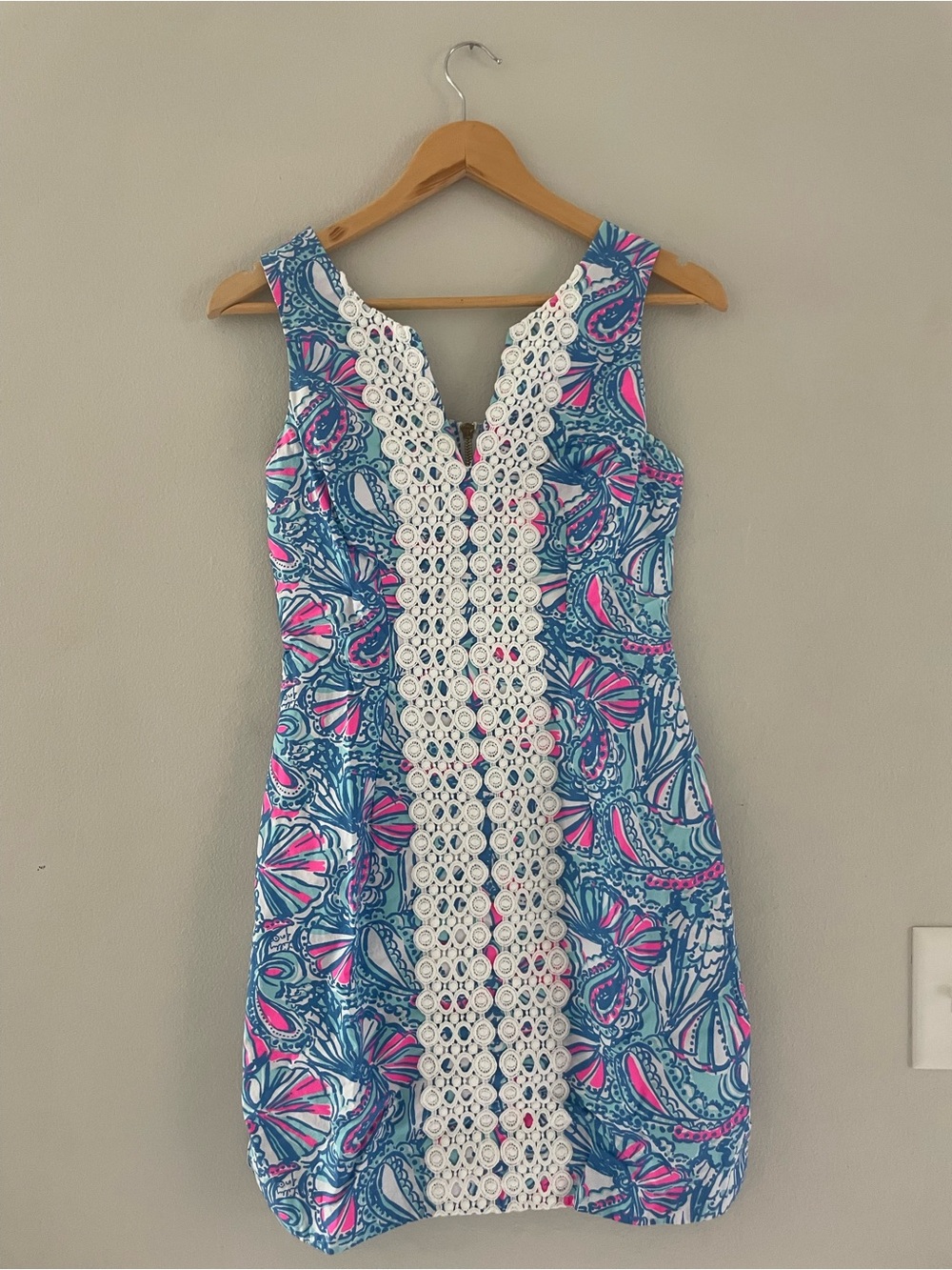 Lilly Pulitzer for Target Blue & Pink Floral Lace-Front Mini Dress